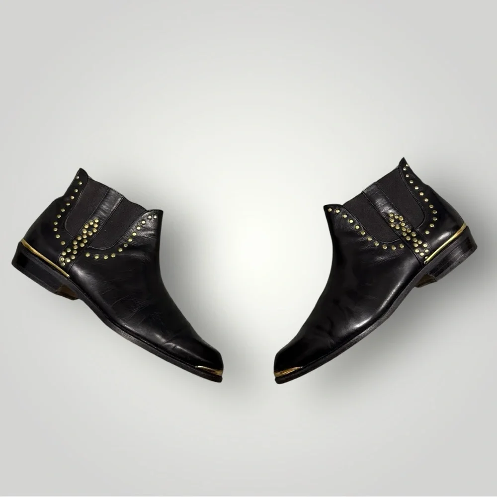 Rare Mezlan Black Leather‎ Studded Chelsea Boots Sz 8